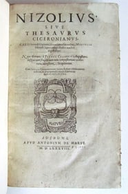 1588 CICERO NIZOLIUS SIVE THESAURUS CICERONIANUS ANTIQUE FOLIO 16TH CENTURY