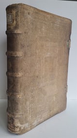 1593 DISPUTATIONUM ROBERTI BELLARMINI POLITIANI ANTIQUE PIGSKIN FOLIO 16TH CENT.