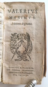 1596 VALERII MAXIMI DICTORUM FACTORUMQUE MEMORABILIUM PLANTIN ANTIQUE VELLUM