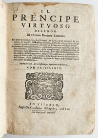 1614 IL PRENCIPE VIRTUOSO DIALOGO DI OTTAUIO DURANTE ROMANO ANTIQUE VELLUM
