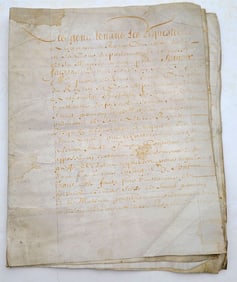 1645 MANUSCRIPT ON VELLUM ANTIQUE LAW DOCUMENT IN FRENCH 10 LEAVES