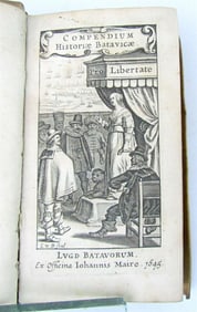 1652 THYSIUS ANTIQUE VELLUM HISTORAE BATAVICAE FROM JULIUS CAESAR TILL THIS TIME
