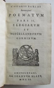 1655 POETRY BY CASPAR BARLAEUS ANTIQUE 17TH CENTURY POEMATA