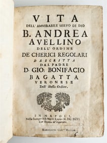 1696 VITA DELL AMMIRABILE SERVO DI DIO B.ANDREA AVELLINO ANTIQUE VELLUM