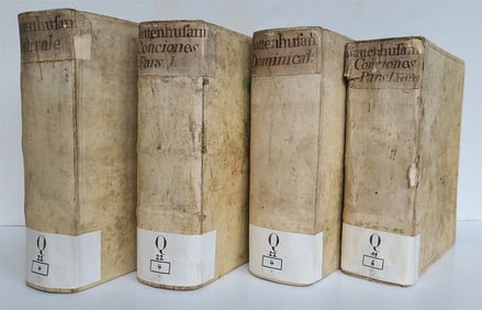 1701 SERMONS BY CAPUCHIN MAURITIUS NATTENHUS ANTIQUE 4 VELLUM VOLUMES