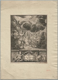 1708 WOODCUT ENGRAVING TITLEPIECE OF HOMO SIMPLEX ET RECTUS BY M. NATTENHAUSEN