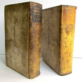 1724 2 VOLUMES COMMENTARY ON ISAIAH BY C.VITRINGA ANTIQUE FOLIOS VELLUM W/ MAP