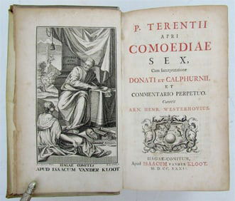 1732 TERENCE COMEDIES POETRY ANTIQUE P TERENTIUS AFER VELLUM BINDING