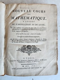 1757 ILLUSTRATED APPLIED MATHEMATICS FOR ARTILLERY CADETS & ENGINEERS ANTIQUE