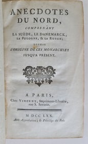 1770 ANECDOTES DU NORD ANTIQUE FRENCH HISTORY OF SWEDEN DENMARK POLAND & RUSSIA