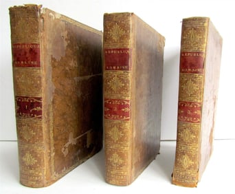 1777 3 VOLUMES ROMAN HISTORY ILLUSTRATED ANTIQUE IN FRENCH