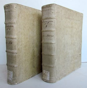 1786 BIBLE COMMENTARY IN GERMAN 2 VOLUMES NEW TESTAMENT ANTIQUE PIGSKIN BOUND