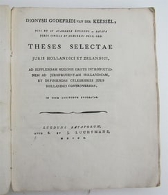 1800 ROMAN DUTCH LAW ANTIQUE THESES SELECTAE JURIS HOLLANDICI ET ZELANDICI