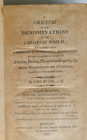 1807 SKETCH OF DENOMINATIONS OF CHRISTIAN WORLD BY JOHN EVANS ANTIQUE AMERICANA