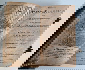 1814 HYMNAL BOOK IN GERMAN LEATHER BOUND W/CLASPS ANTIQUE AMERICANA PHILADELPHIA