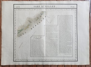 1827 MAP OF RUSSIAN ASIA KURIL ISLANDS ILES KURILLES ANTIQUE 21X29"