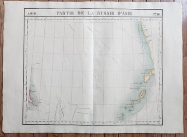 1827 MAP OF RUSSIAN ASIA KURIL ISLANDS PARTIE DE LA RUSSIE D'ASIA ANTIQUE 21X29"