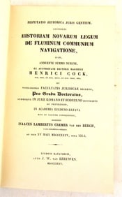 1835 HISTORY OF RIVER NAVIGATION LAWS ANTIQUE BY I.L. CREMER VAN DEN BERGH