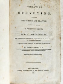 1837 TREATISE ON SURVEYING SYSTEM OF TRIGONOMERY BY GUMMERE ANTIQUE ILLUSTRATED