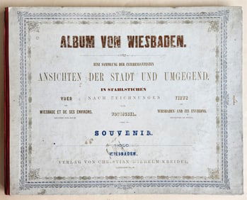 1850S ALBUM VON WIESBADEN ANTIQUE ILLUSTRATED W/ STEEL ENGRAVINGS