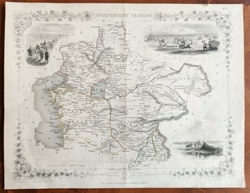 1851 INDEPENDENT TARTARY CENTRAL ASIA RUSSIA KAZAKHSTAN UZBEKISTAN ANTIQUE MAP