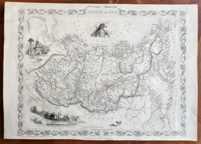 1851 RUSSIA IN ASIA ANTIQUE MAP SIBERIA