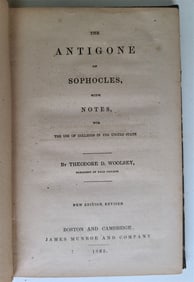 1862 ANTIGONE OF SOPHOCLES BY THEODORE WOOLSEY IN GREEK ANTIQUE AMERICANA BOSTON
