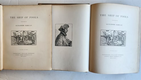 1874 SHIP OF FOOLS TRANSL. BY ALEXANDER BARCLAY 2 VOLUMES ANTIQUE ILLUSTRATED