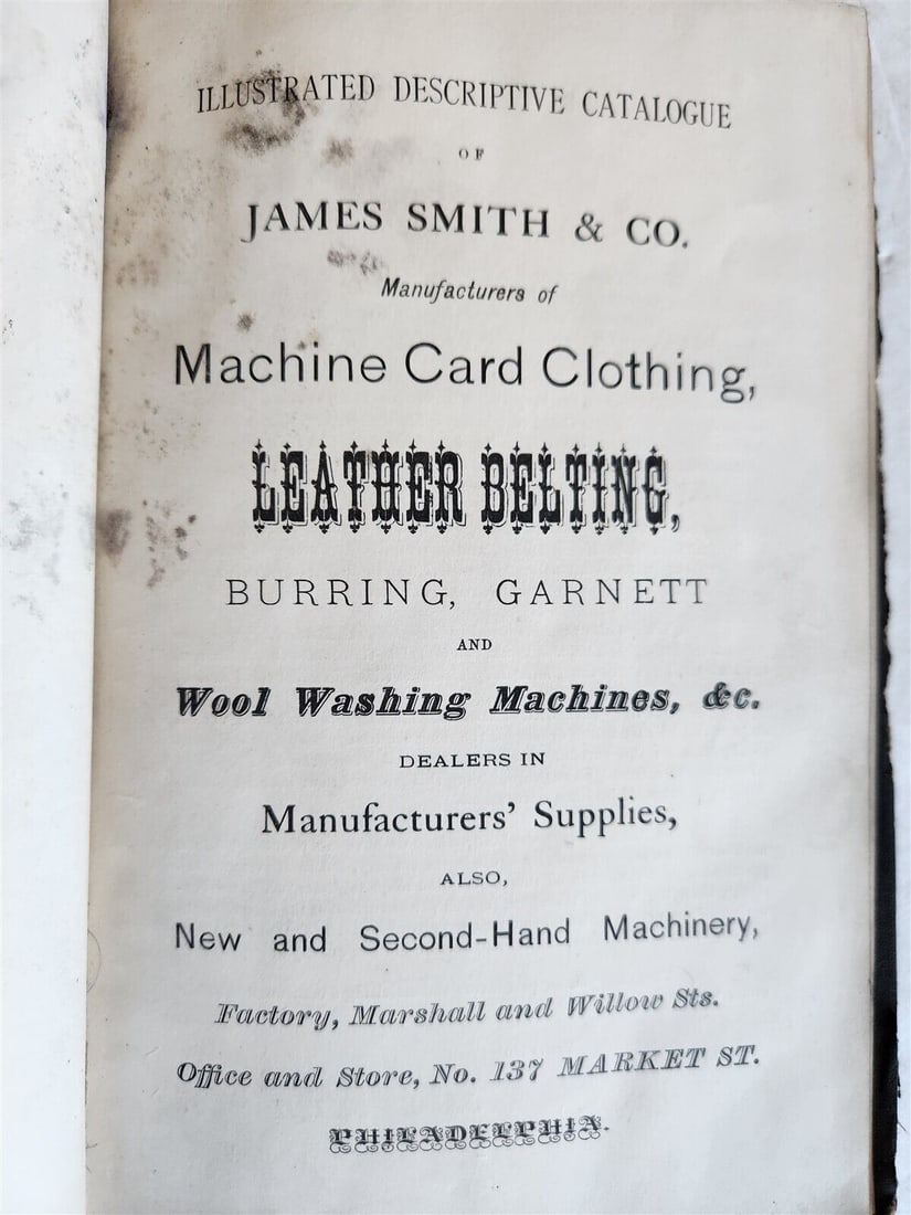 1890S ILLUSTRATED CATALOGUE OF JAMES SMITH & CO. ANTIQUE MACHINERY PHILADELPHIA: Please make all inquiries before bidding. All lots are sold "as-is", refer to our T&C. Helios Auctions will ship all lots domestically for $25.00 per lot. Combined and international shipping are avail