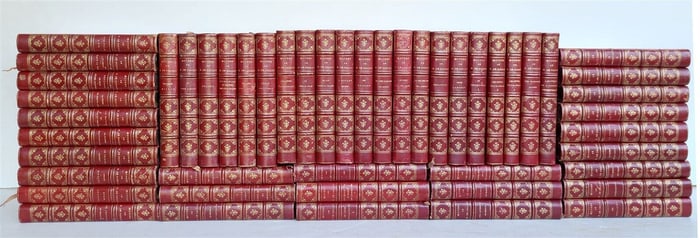 1892 50 VOLUMES OF HONERE DE BALZAC WORKS ANTIQUE FINE DECORATIVE BINDINGS