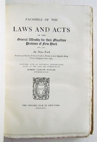 1894 FACSIMILE OF LAWS & ACTS OF GENERAL ASSEMBLY OF NEW YORK ANTIQUE VELLUM