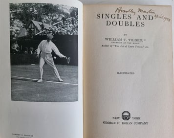 1923 SINGLES AND DOUBLES BY WILLIAM TILDEN ILLUSTRATED VINTAGE TENNIS 1ST ED.