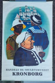 1948 DENMARK KRONBORG DANISH TRAVEL POSTER VINTAGE 24 X 38"