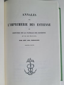 ANNALES DE L'IMPRIMERIE DES ESTIENNE IN FRENCH ESTIENNES BOOKS BIBLIOGRAPHY