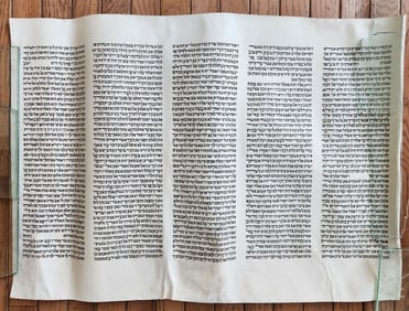 TORAH SCROLL FRAGMENT MANUSCRIPT ON VELLUM ANTIQUE BIBLE GENESIS 16:15 - 21:3