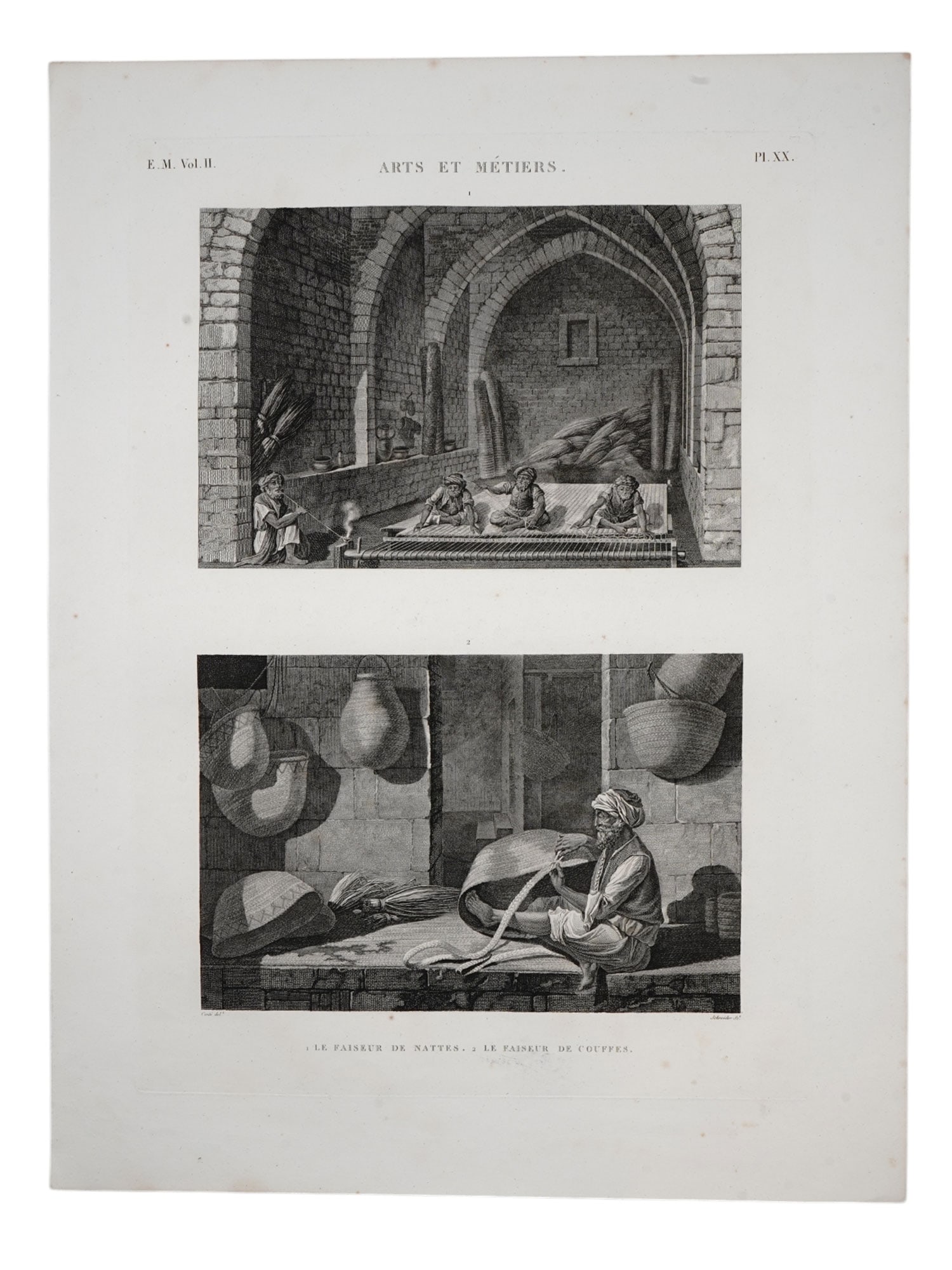 A VERY LARGE 1812 'DESCRIPTION DE L'EGYPTE' NAPOLEONIC ENGRAVING, BASKET WEAVER AND MATTE MAKER (1 of 8)