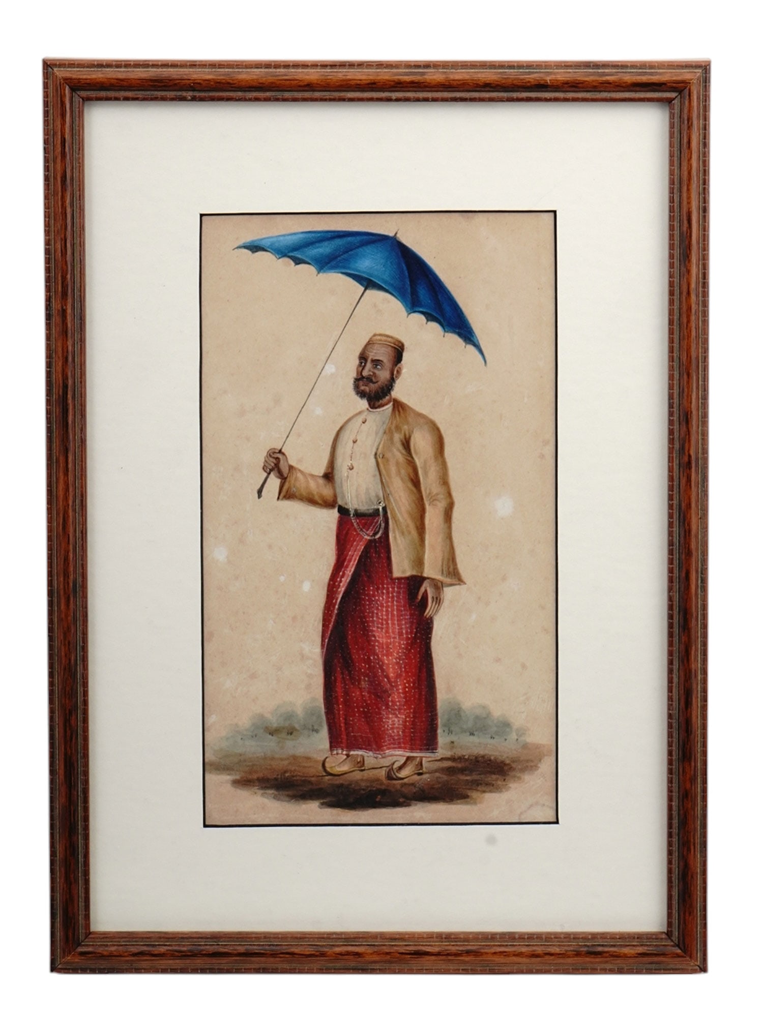 AN INDIAN MINIATURE MIXED MEDIA COMPANY STYLE PAINTING ON PAPER, 19TH CEN. (1 of 2)
