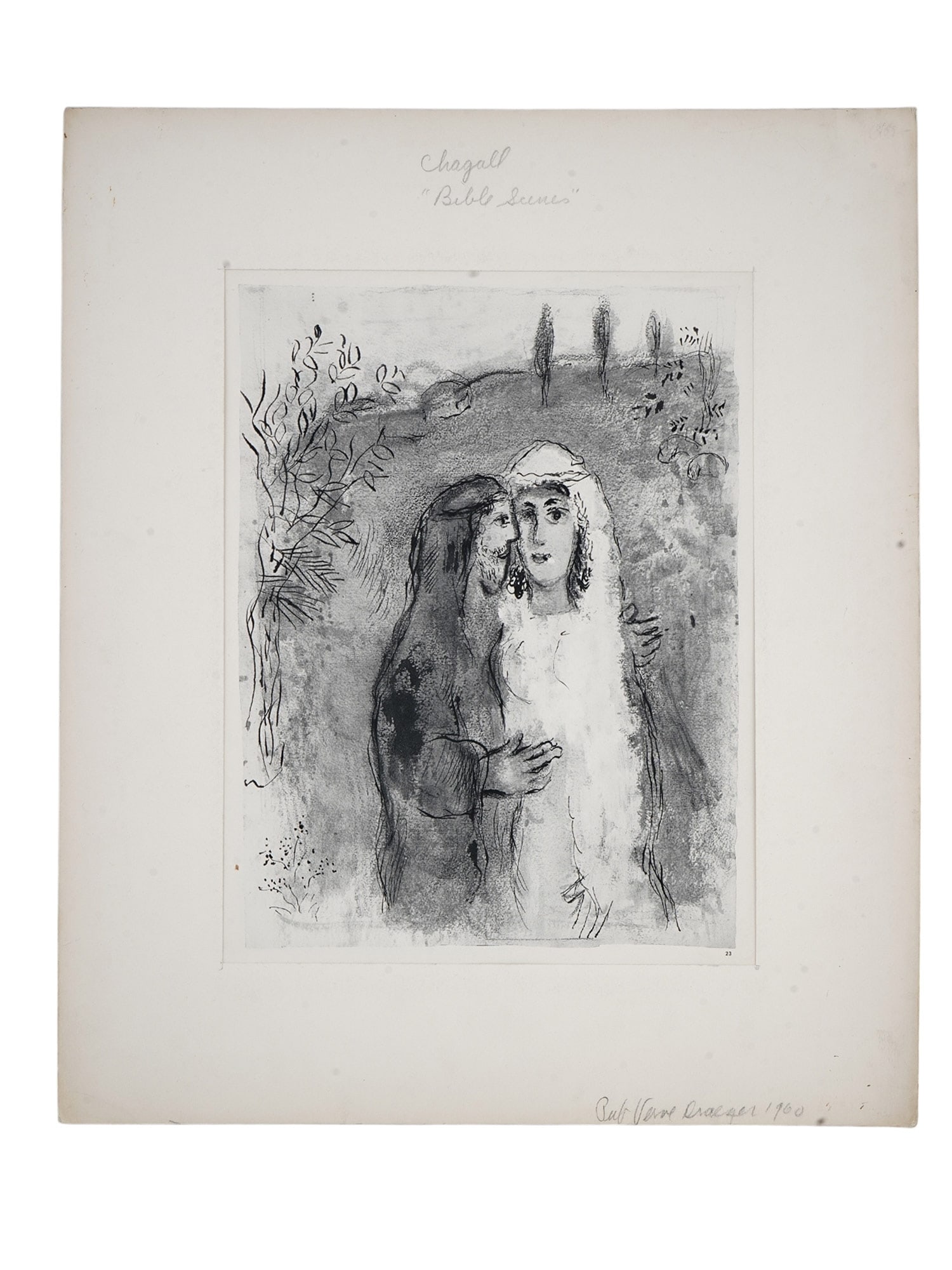 A 1960 NUMBERED HELIOGRAVURE, WEDDING OF RACHEL AND JACOB, BIBLE SERIES, MARC CHAGALL (1887-1985) (1 of 4)