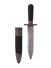 A RUSSIAN TULA HUNTING KNIFE DAGGER WITH SCABBARD, 1907