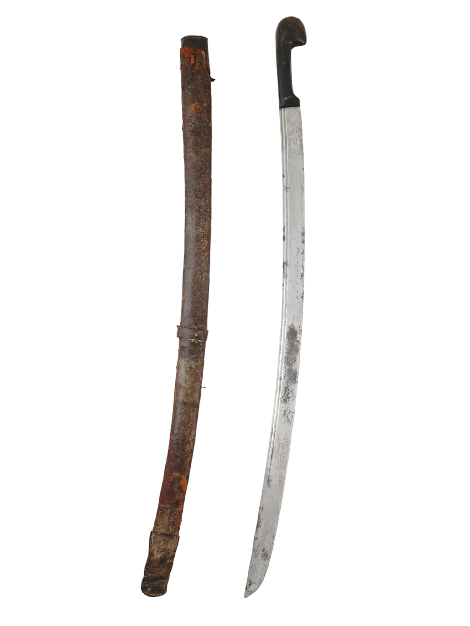 A RUSSIAN TULA HUNTING KNIFE DAGGER WITH SCABBARD, 1907 (1 of 3)