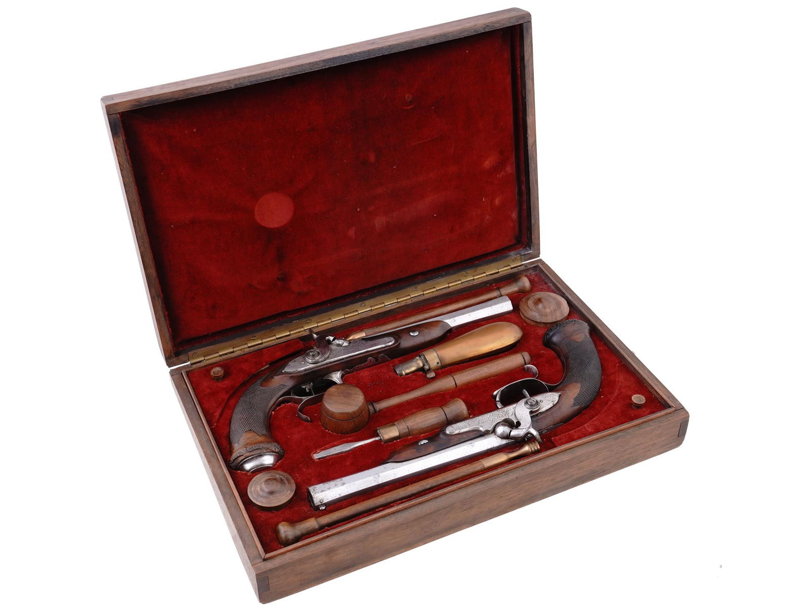 A CASED PAIR OF OFFICER'S PERCUSSION PISTOLS SIGNED "PERIN-LEPAGE À POITIERS", FRANCE (1 of 11)