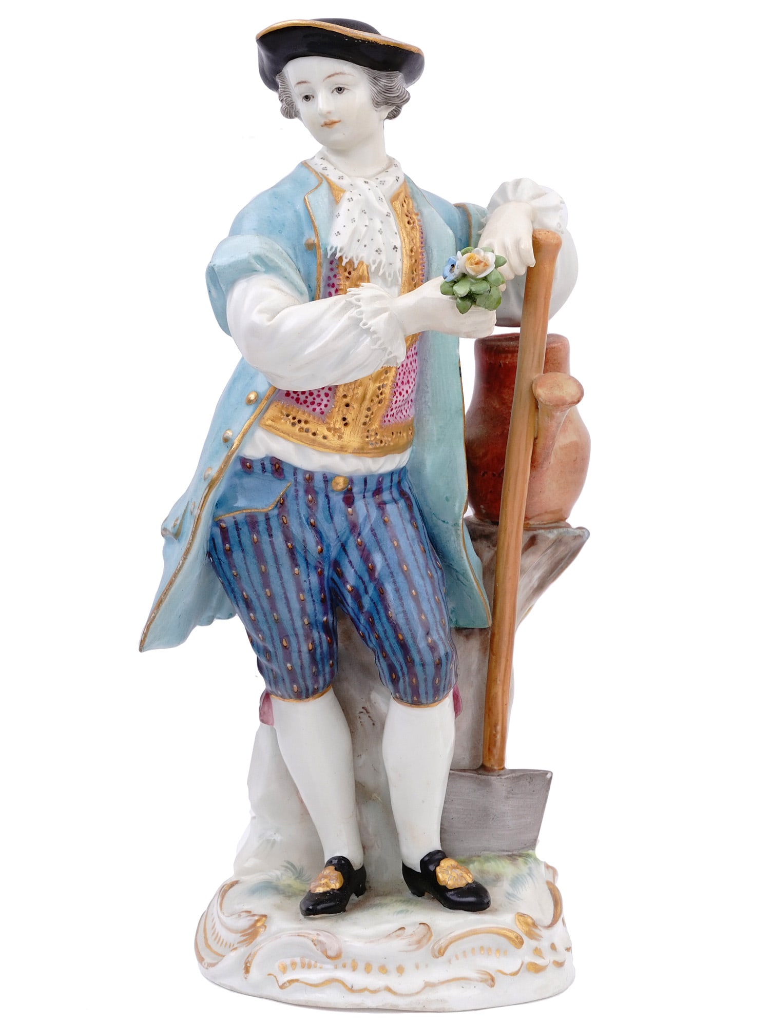A BAROQUE STYLE 19TH CENTURY MEISSEN PORCELAIN GARDENER FIGURINE (1 of 7)