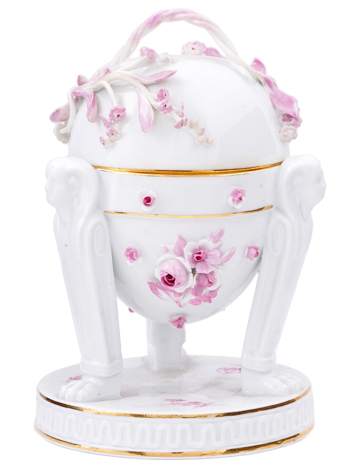 A MEISSEN PORCELAIN TRIPOD EGYPTIAN REVIVAL BOX INKWELL (1 of 6)