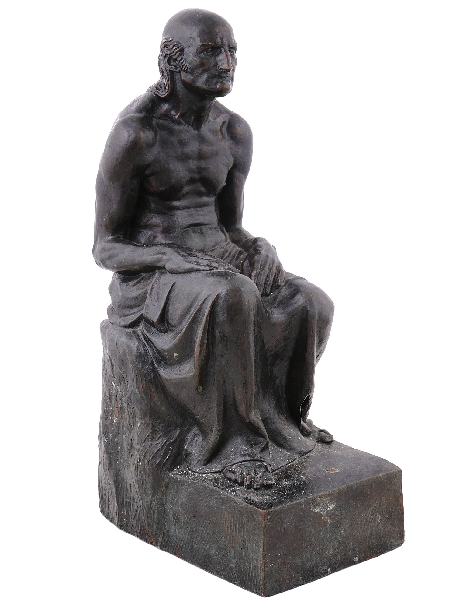 A FRENCH CAST BRONZE FIGURE OF A SEATED MAN, CA. 1929 (1 of 7)