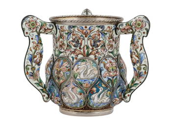 RUSSIAN SILVER AND ENAMEL CUP, RUCKERT, 1899-1908