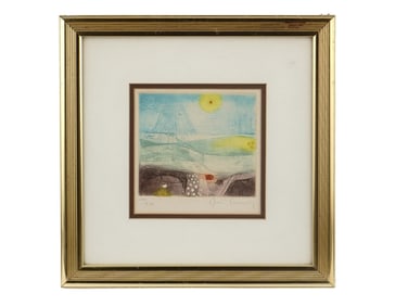 A NUMBERED ETCHING BY RENE CARCAN, 20TH C.