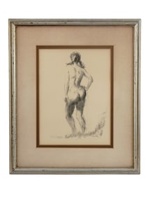 A VEL MILLER, AMERICAN, CHARCOAL ON PAPER NUDE