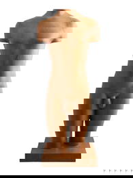 A SIGNED MALE TORSO CARVED WOODEN SCULPTURE BY FRENCH ARTIST LOUIS FERON, 1990