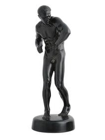 AN ART DECO MEDIUM SIZE SCULPTURE OF A MALE BOXER BY HEINZ WARNEKE, SIGNED