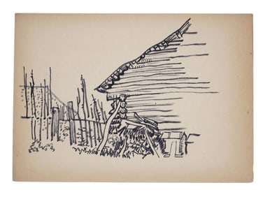 A BORIS SVESHNIKOV, RUSSIAN, CHARCOAL ON PAPER LANDSCAPE DRAWING